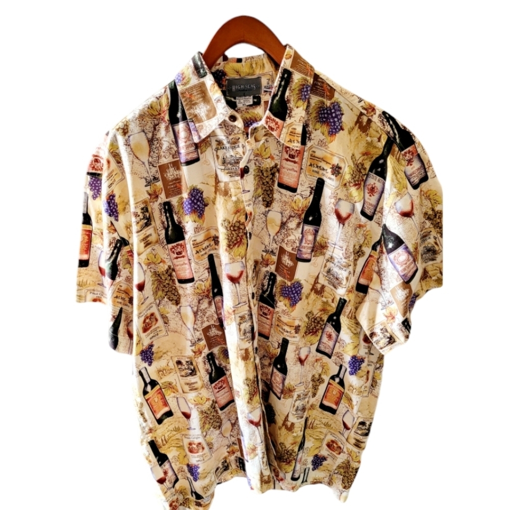 High Seas Trading Company Vinyard Wines Vintage Camp Novelty Shirt Size XL